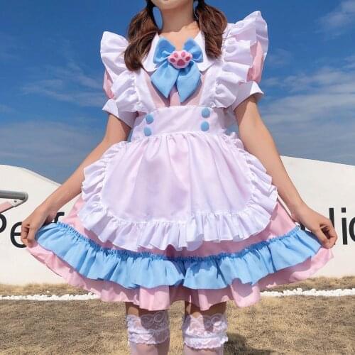 XS-4XL Plus Size Sweet Animation Show Japanese Women Outfit Dress Clothes Anime Cosplay Waitress Role Play Lolita Clothing
