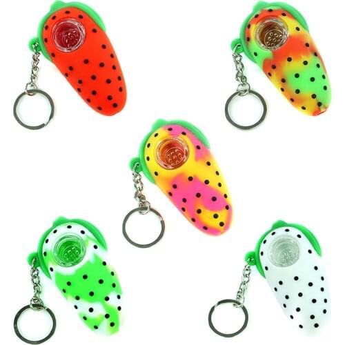 1pcs Strawberry hand pipe Tobacco Smoke pipe with Silicone tobacco smoking Silicone Pipes Tobacco