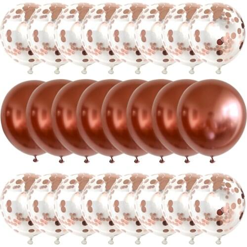 20Pcs Rose Gold Balloon Set Confetti Metallic Balloons Birthday Party Wedding Decoration Anniversary Globals Baby Shower Balloon