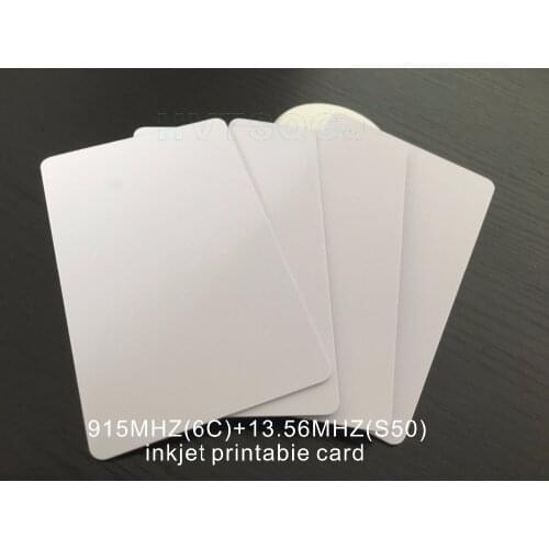 200pcs Free shipping 915MHz+13.56MHz High quality blank inkjet pvc card for epson l800 printer