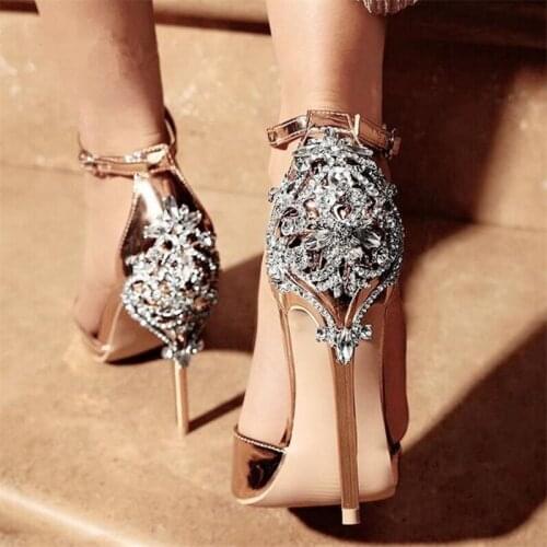 2021 Summer Crystal Glitter woman Sandals Party Pump High Heels Sexy Elegant Rhinestone Stiletto woman shoes Sandals