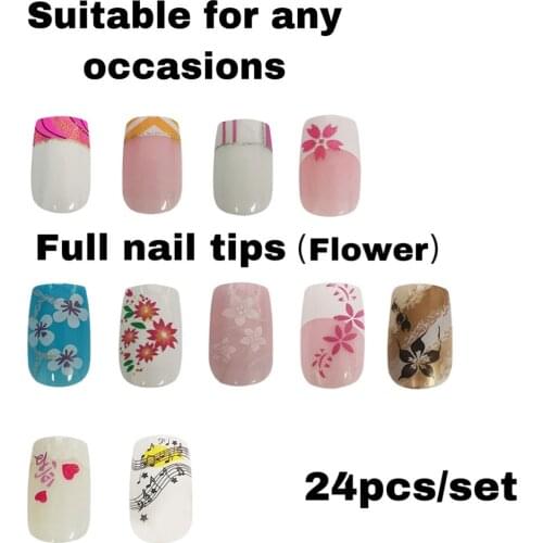 24pcs/box False Nails Girly Nails Cartoon Pattern Acrylic Nail Tips Suitable for Professional Salon or Home Use Manicure Tool