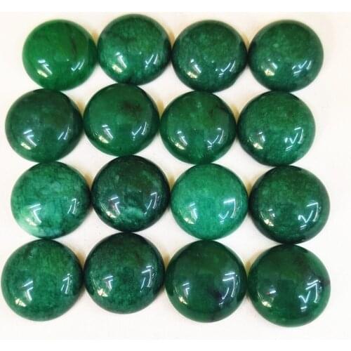 31pcs16mm Mm Natural Malay Jades Gemstones Round Back Round Convex CAB, No Drilling Beads, Can Be Used To Make Jewelry