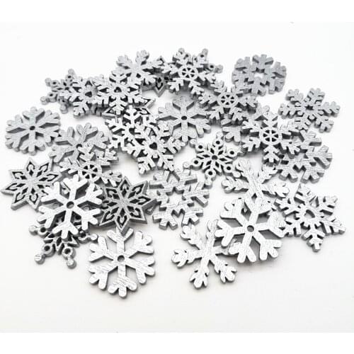 500pcs 25mm Mixed Wood Christmas Snowflakes Slices Sewing Accessory Scrapbooking Embellishments DIY Xmas Crafts