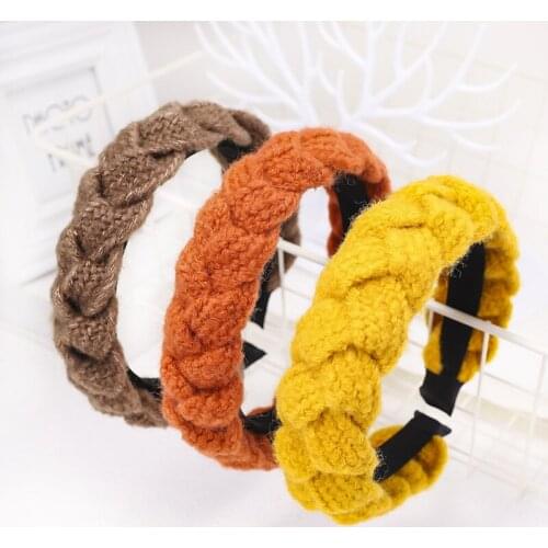 6pcs Boutique Women Knitted Hairbands Korean Hair Accessories Solid Color Simple Braids Headbands for Ladies and Girls