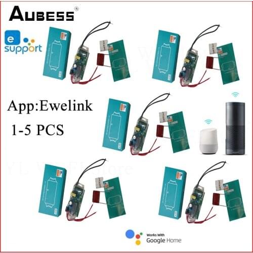 5 PCS EWeLink Single Live Wire Wifi Module RF433mhz Switch No Neutral Wire Required Mini DIY Switch Voice Control Alexa Home