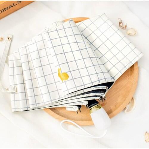 Automatic umbrella tri-folding umbrella creative small fresh Korean girl plaid umbrella mini folding umbrella
