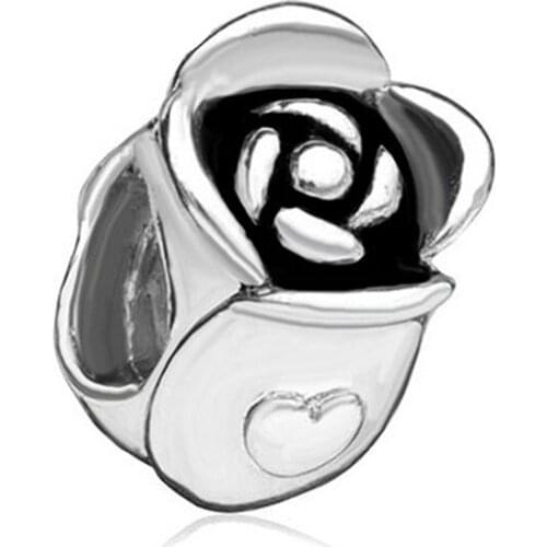 For free delivery rose flower charm beads goods. Suitable for Pandora bracelets and necklaces.beads for jewelry making