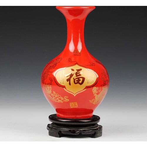 Blessing gourd derlook wedding gifts Ceramics red paper vase