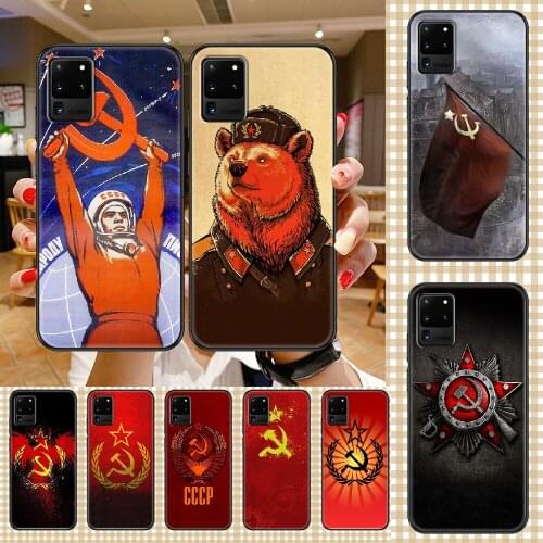 Soviet Union USSR Flag Phone case For Samsung Galaxy Note 4 8 9 10 20 S8 S9 S10 S10E S20 Plus UITRA Ultra black silicone prime