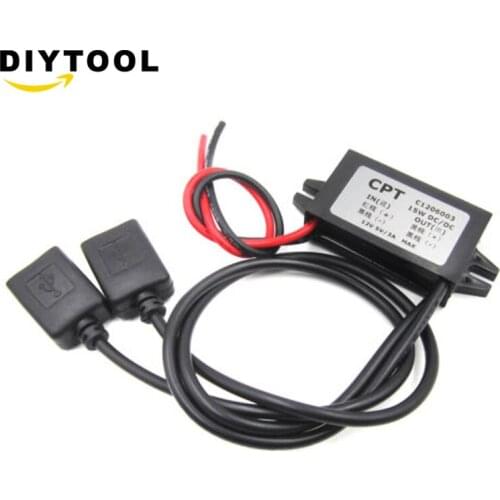 DC-DC Car Power 12V to 5V 3A 15W Converter Module Micro USB Step Down Power Output Adapter Low Heat Auto Protection