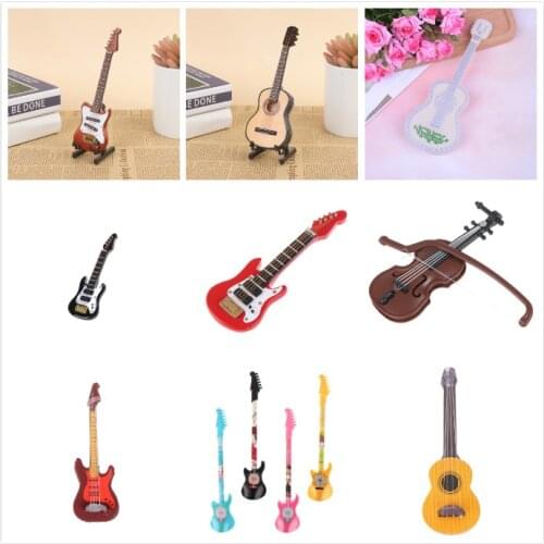 Hot Sale 1:12 Dollhouse Miniature Music Electric Guitar Violin for Kids Musical Toy House Decor