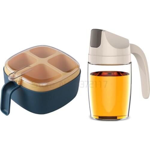 Seasoning box integrated multi grid seasoning bottle oil pot set kitchen household combined salt monosodium glutamate box