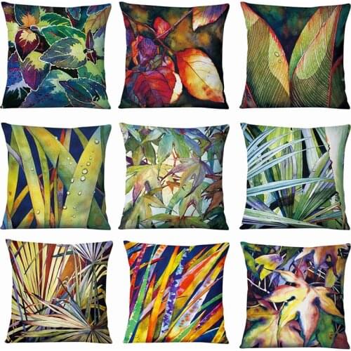 Summer green plants, beautiful leaves, pineapple, cartoon painting, back cushion cover, office sofa, pillowcase, customizable