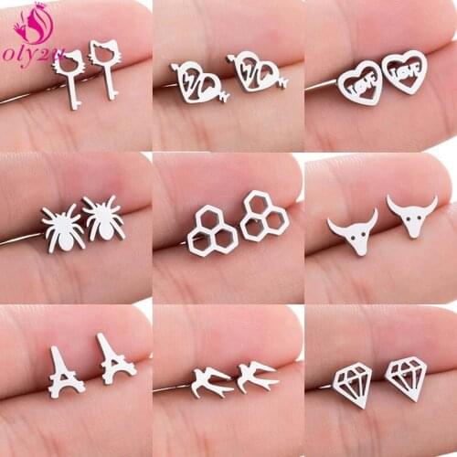 Small Womens Earrings Unusual Stainless Steel Stud Earrings Boho Geometric Tassel Jewelry Gifts 2020 Trend Punching Undefined