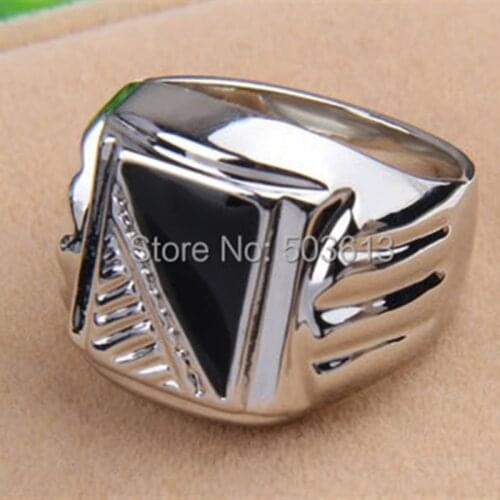 Fashion big mens finger rings black alloy enamel rings US 8/9/9.5/10 size rings one piece xydr207