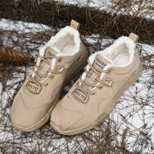 Men Boots Men Winter Shoes Plus Size 39-44 Warm Ankle Botas Hombre For Leather Winter Boots Shoes Men Plush Winter Sneakers Mens