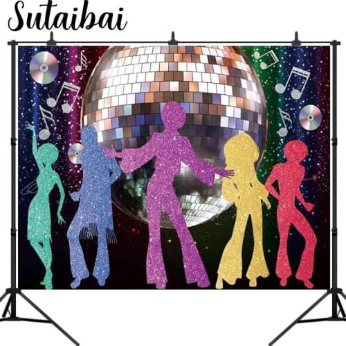 Disco Ball Backdrop Neon Back To 70s 80s 90s Lets Crazy Glow In The Dark Dance Prom Birthday Party Decoration Banner Music Prop