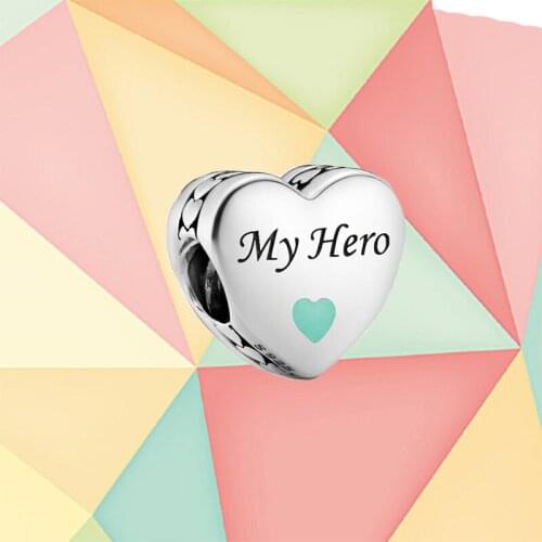 Kakany 2021 Nouvelle Haute Qualite 100% Argent Sterling 925 Mon Heros Coeur Charme Femme Mode Romantique Bricolage Bijoux