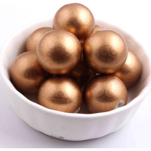 AAA Quality Charm Christmas gold round 20mm 100pcs chunky Imitation pearl print swirl decoration beads for kids jewelry making