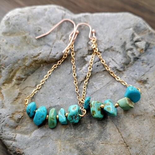 2021 Wholesale Bohemian Beads Turquoises Stone Earring Tribal Jewelry Vintage Large Statement Earrings