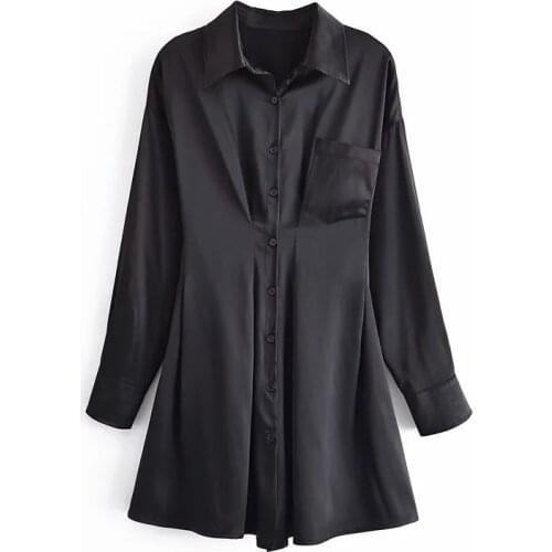 2021 Autumn Fashion Women Black Tunic Shirt Dress Long Sleeve Ladies Mini Dress sexy elegant Club party dress