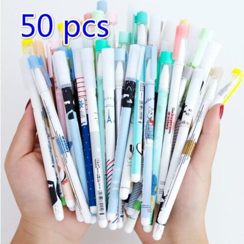 50 gel pens Student fountain pen Cute cartoon School Stationery Black carbon pen Kawaii Neutral Pen Cute Black Blue Ink Pen