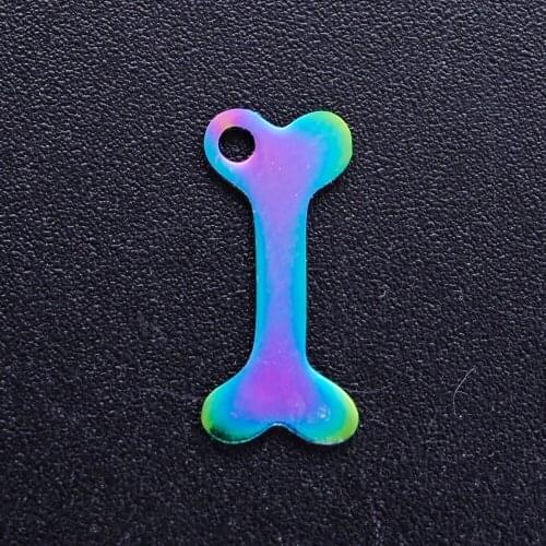 5pcs/lot 100% Stainless Steel Dog Bone diy Charms With Rainbow Plated Wholesale Charm for Bracelet Making Charm for Necklace