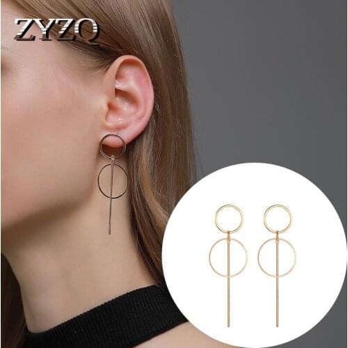 ZYZQ Simple Hoop Female Earrings Long Geometric Earrings Fashion Cocktail Party All-match Earrings For Women