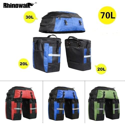 Rhinowalk 70L 3 In 1 Bicycle Bag Big Capacity Multifunctional Rear Rack Seat Trunk Bag Pannier Pack Cycling Bag With Rain Cover