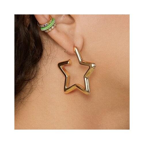 LUNA CHIAO Fashion Jewelry BOHO Star Heart Shape Hoop Earring Women Metal Statement Earrings for Lady