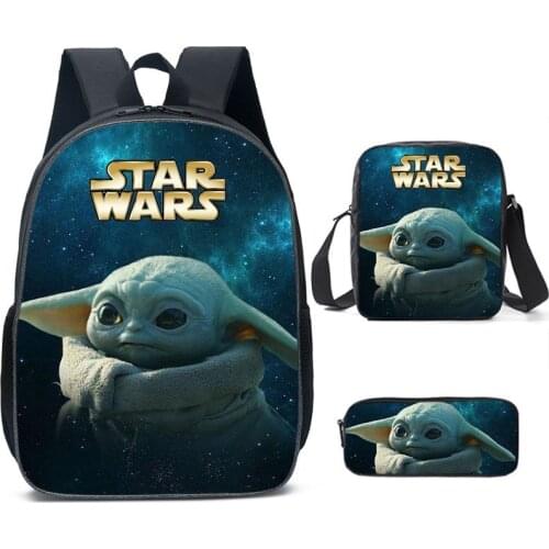 Disney Mandalorian school backpack For Boys Girls 3PCS Star Wars School Bags crossbody pencil case children Baby Yoda Mochilas
