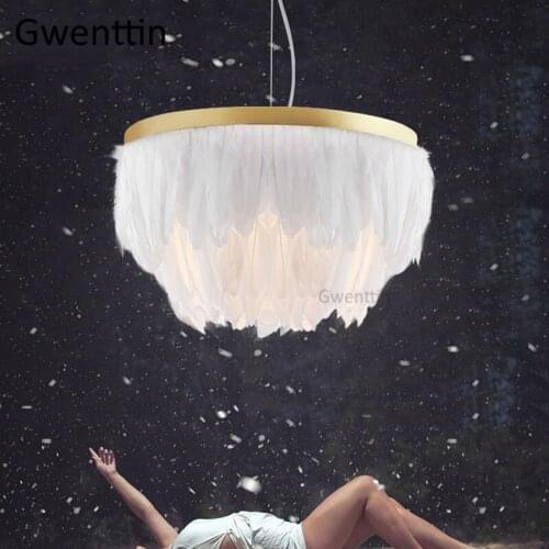 Nordic Feather Pendant Lights Led Modern Hanging Lamp for Living Room Bedroom Kitchen Light Suspension Luminaire Home Art Decor
