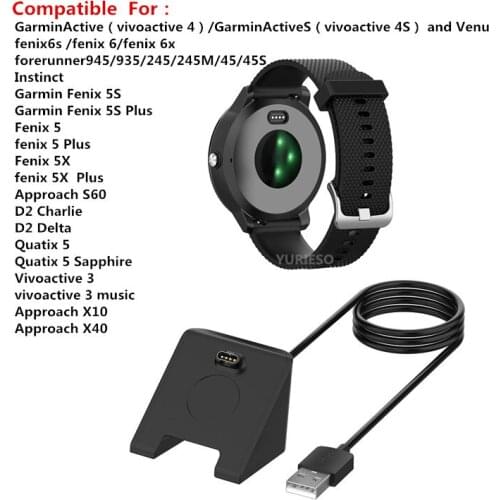 USB Charging Cable Data Wire Cord Charger for Garmin Fenix 6 6S 6X Pro 5 5S Forerunner 945 935 Vivoactive 3 Cradle Charger Dock