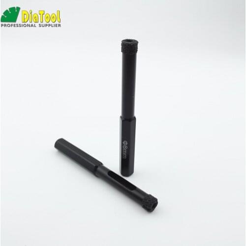 DIATOOL 2pcs Diameter 8mm Hex Vacuum Brazed wet drill bits for drilling granite marble masonry concrete tile ceramic Core bits