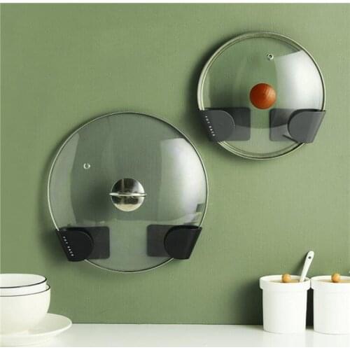 2pc Kitchen Pot Cover Shelf Wall Hanging Multi Functional Shelf for Putting Pot Cover Wall Hanging Storage Kichen Organizer