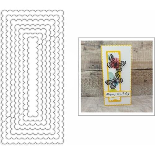 2021 New Slinline Scalloped Rectangles Metal Cutting Dies for Scrapbooking Decor and Card Making Paper Craft Embossing No Stamps