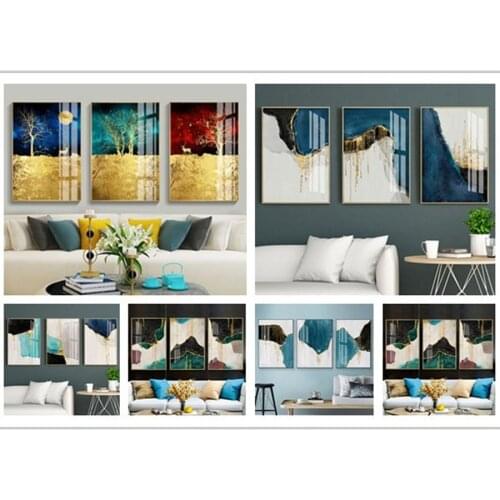 3 Pcs/Set DIY Oil Painting by Numbers Triptych Pictures Coloring Landscape Abstract Paint Wall Sticker Home Decor
