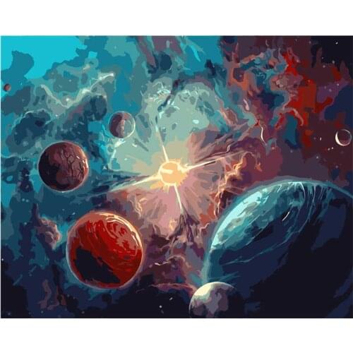 40*50CM DIY Painting By Numbers Acrtylic Universe Unknown World Handpainted Oil Painting For Home Decor Artwork