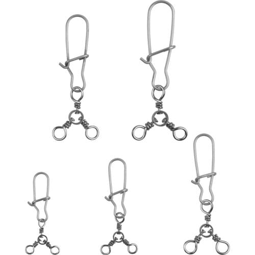 70Pcs Brass Fishing Swivel With Solid Ring 3 Way Connector Stainless steel Snaps Jig rig Wire leader Fishing tackle