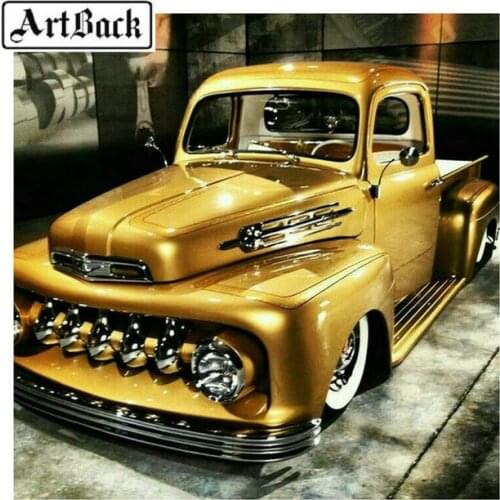 New arrival 5d diy diamond painting gold classic car cross stitch full square rhinestone 3d diamond mosaic for home decoration