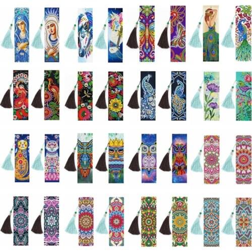 2PCS/Set DIY Special Shaped Diamond Painting Bookmarks diamond Embroidery Cross Stitch Tassel Bookmarks Books Diamond Mosaic