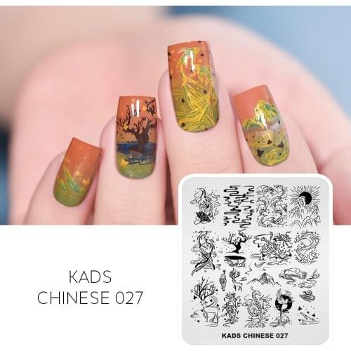 AriesLibra 27 Designs Chinese Pattern Nail Stamping Template Chinese Characters Nail Stamp Plate DIY Image Stencil Plate Tools