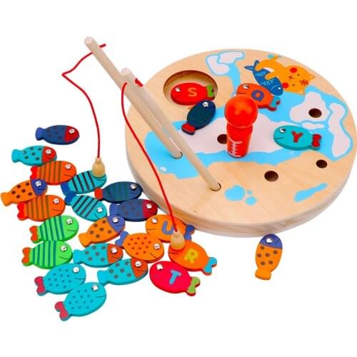 Wooden Montessori Wooden Fishing Toy Educational Sensory Toys For Children Montessori Preschool Sensorial Materials Juguetes Toy