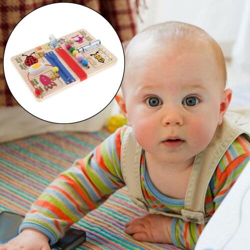 Baby Wooden Busy Board Buckle Dressing Basic Skill Montessori Learning Activity Sensory Board Toy Gift