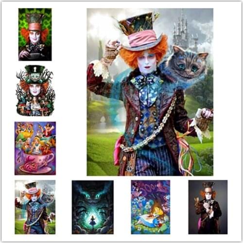 Disney Full SquareRound Drill 5D DIY Diamond Painting Alice in Wonderland 3D Diamond Embroidery Cross Stitch Home Decor Gift