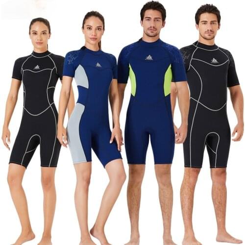 Mens 3MM Neoprene Half Back Zipper Suit One-piece Surfing Diving Suit Short-sleeved Womens Winter Cold-proof Floating Diving