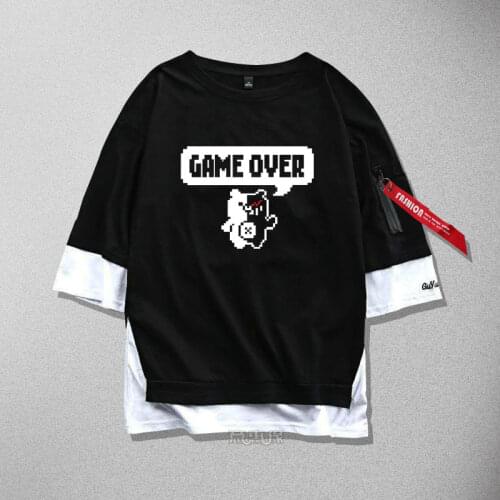 New Danganronpa cosplay T-Shirt Dangan Ronpa monokuma cotton Ribbon unisex Men women T Shirt T op Tees