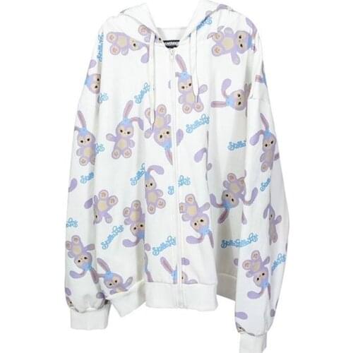 Cardigan hooded country tide full print cartoon autumn new coat women ins tide cardigan sweater women loose student sweatshirt