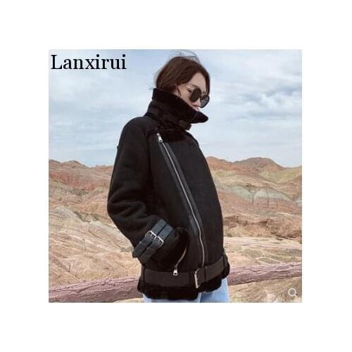 Autumn/winter new womens parkas fake lamb detachable liner large raccoon fur jacket corduroy coats loose clothing